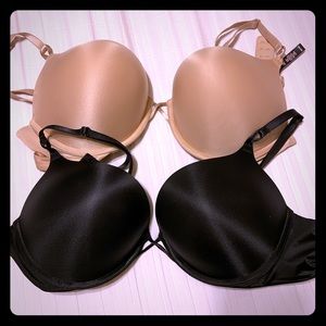Victoria Secret Bombshell Bras! 36D Black and Nude